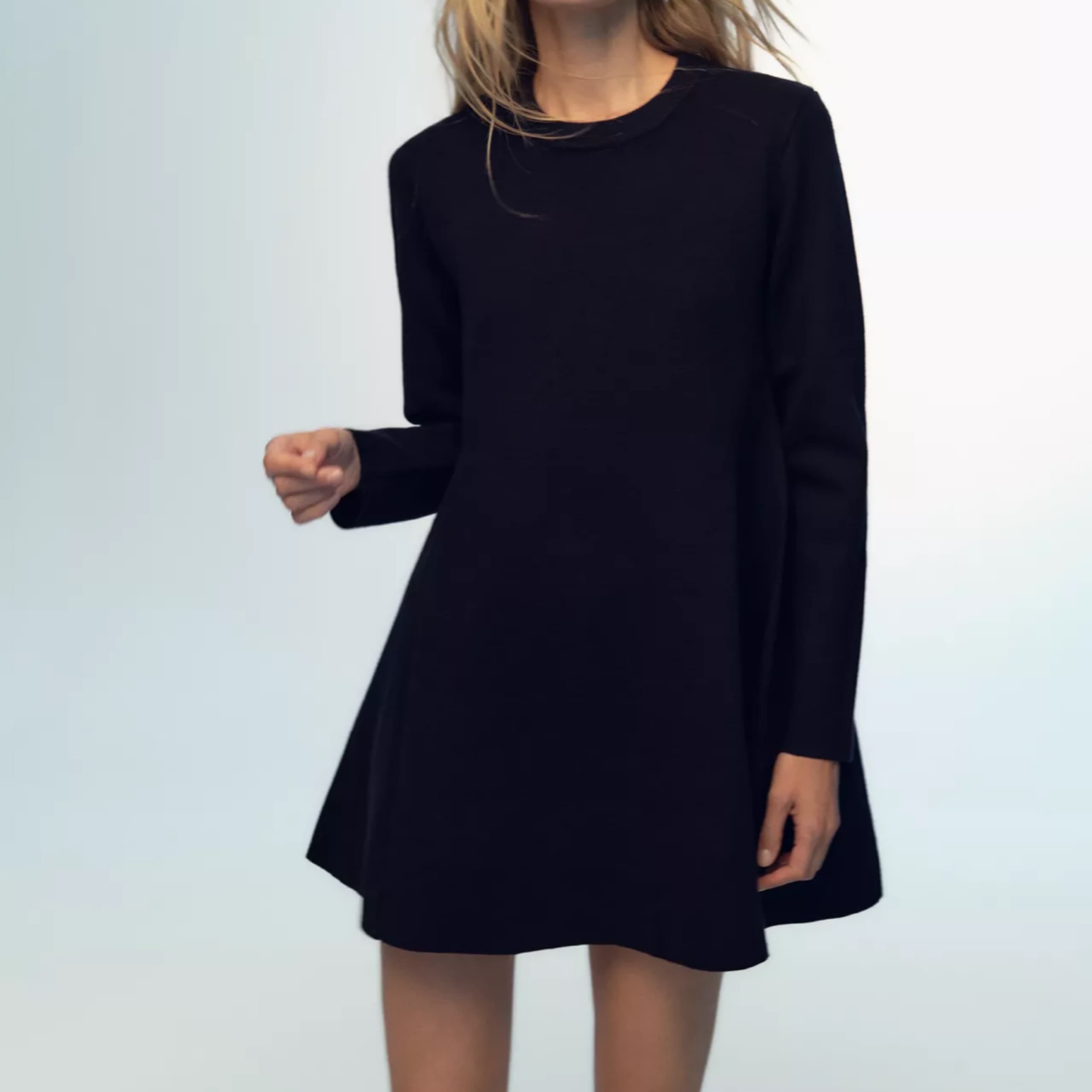 Plain knit Mini Dress - Navy - Image 3