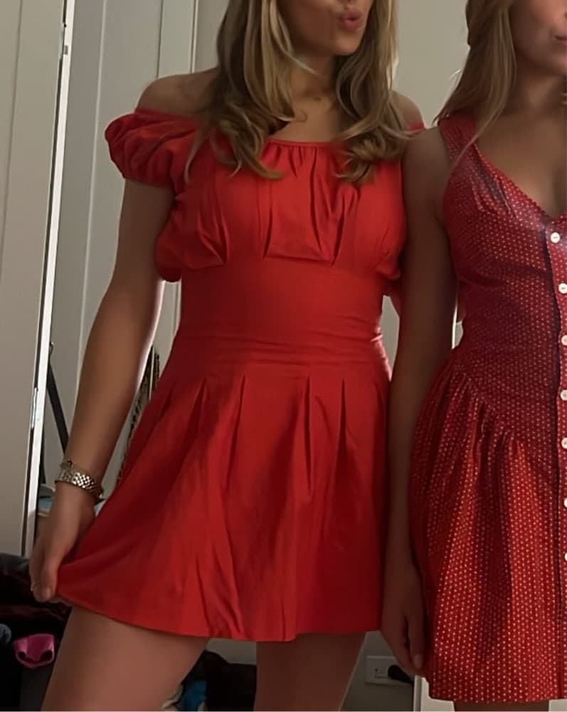 Red Off-Shoulder Dress - Image 2