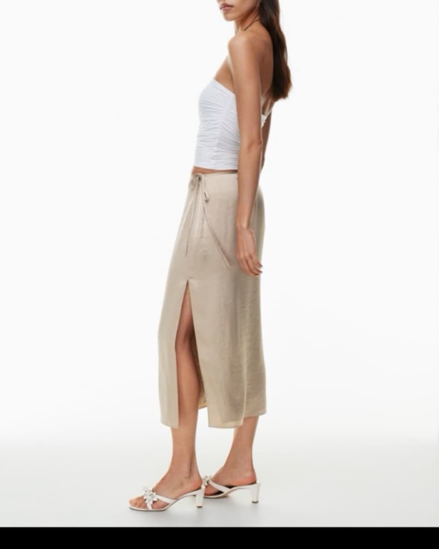 Aritzia Hummus Beige Midi Skirt - Image 1