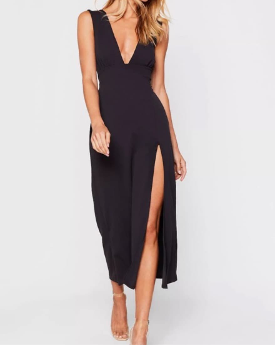 Black V-neck Midi/maxi  - Image 1