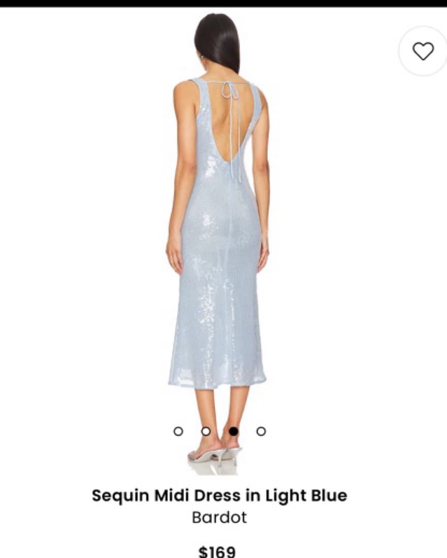 Blue Sequin Midi Bardot Dress - Image 2