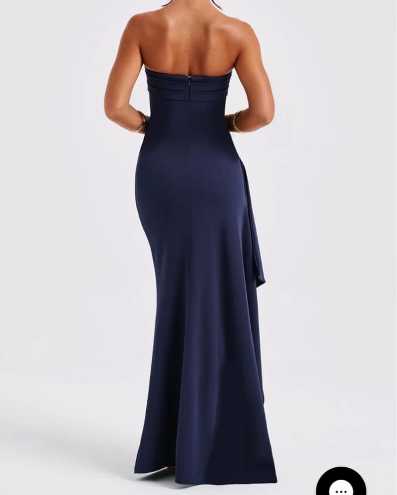 elegant navy blue slit gown - Image 4