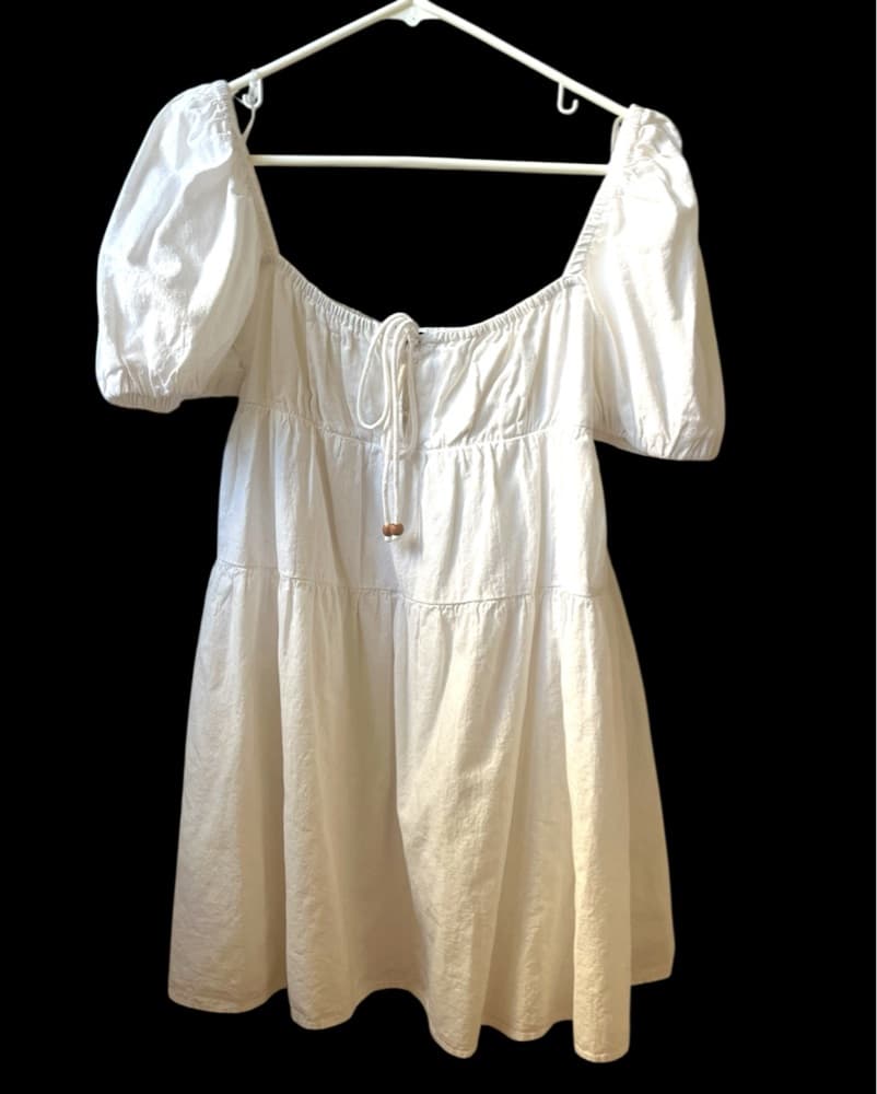 Zara Linen Puff Sleeved Dress - Image 6