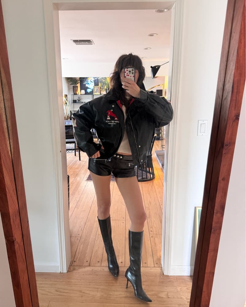 Low Rise Real Leather Hot Shorts - Image 2