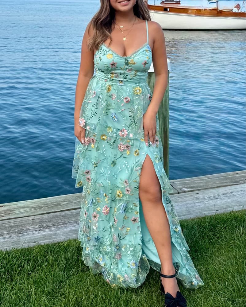 Aqua Flower Dress - Image 2