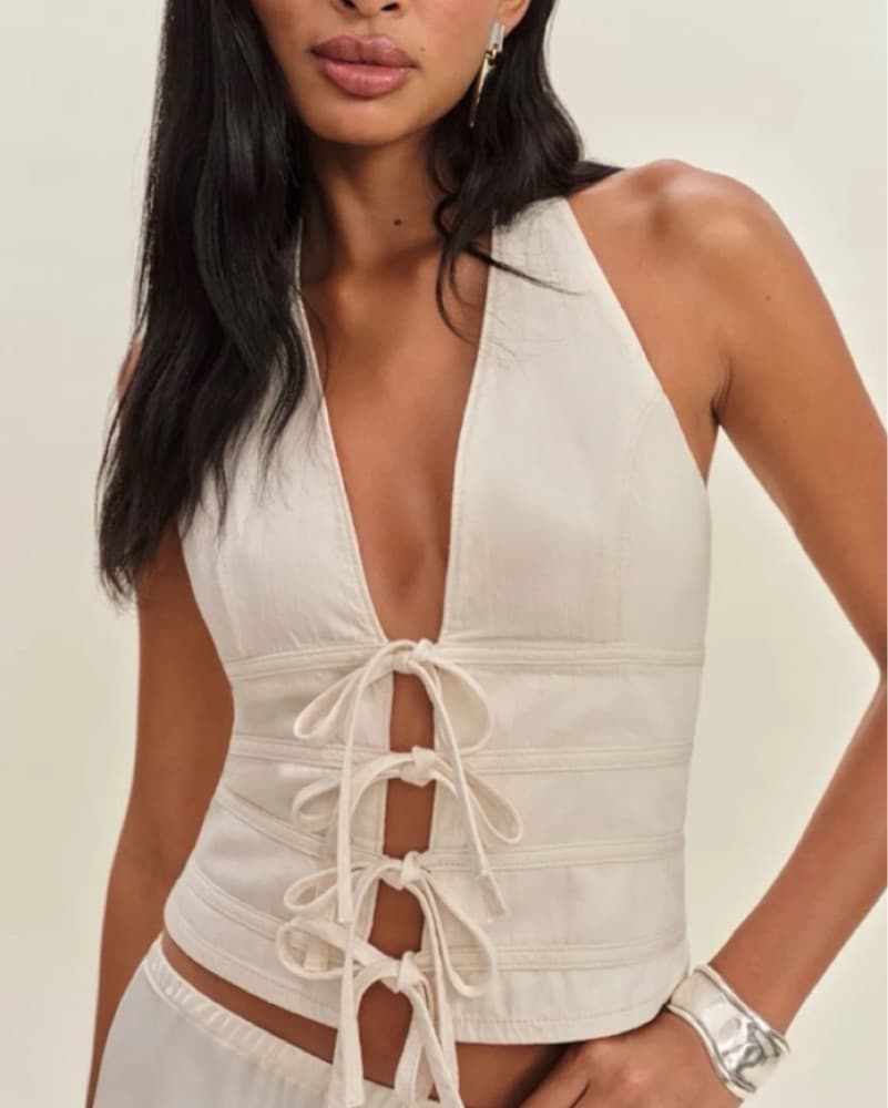 Reformation Halter Denim Top - Image 1