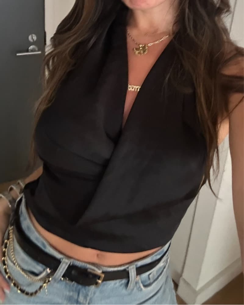 Black Silky Halter Top - Image 3