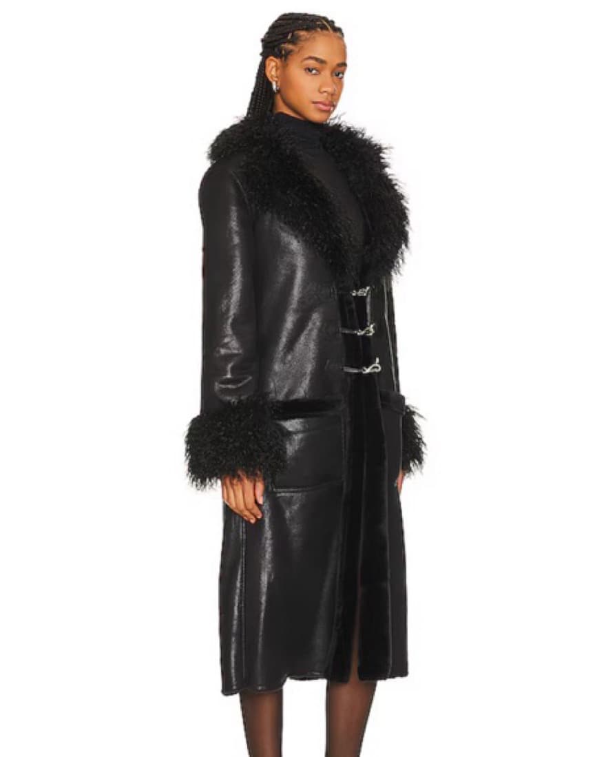 Faux Suede Bonded Trench in Black  - Image 2