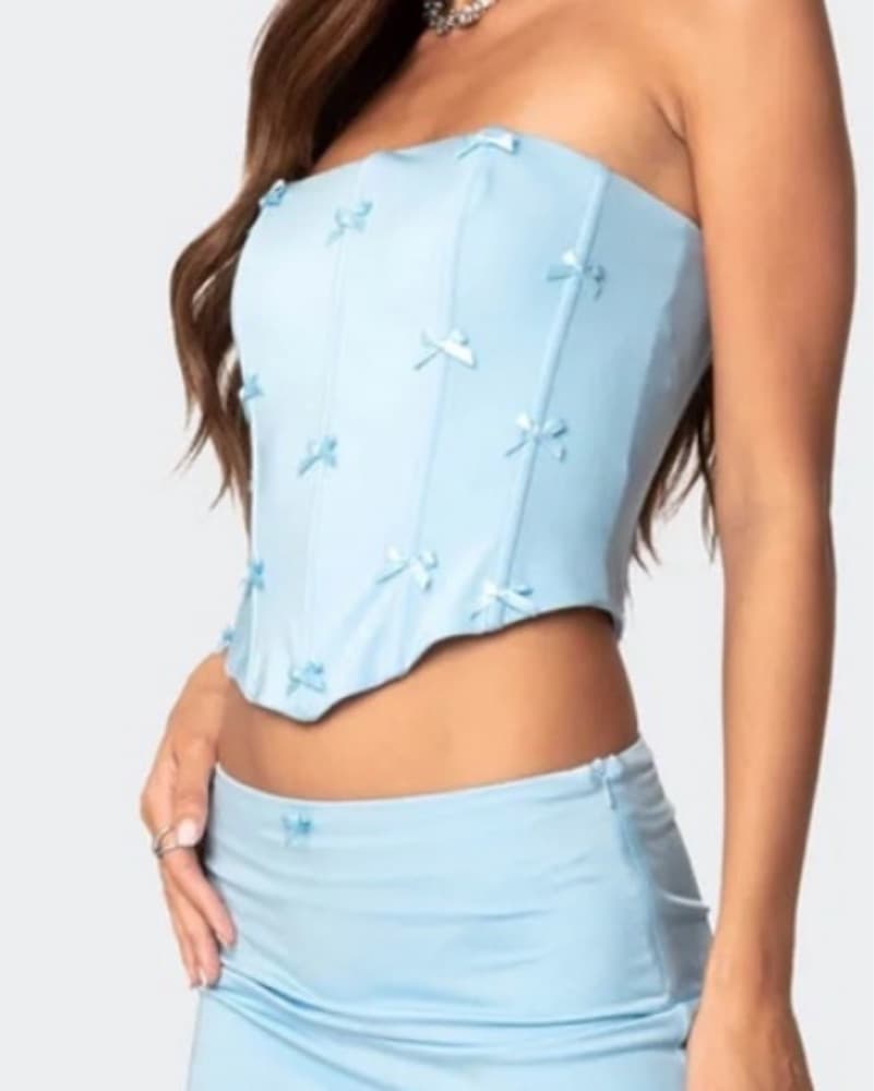 Baby Blue Bow Corset Top - Image 4