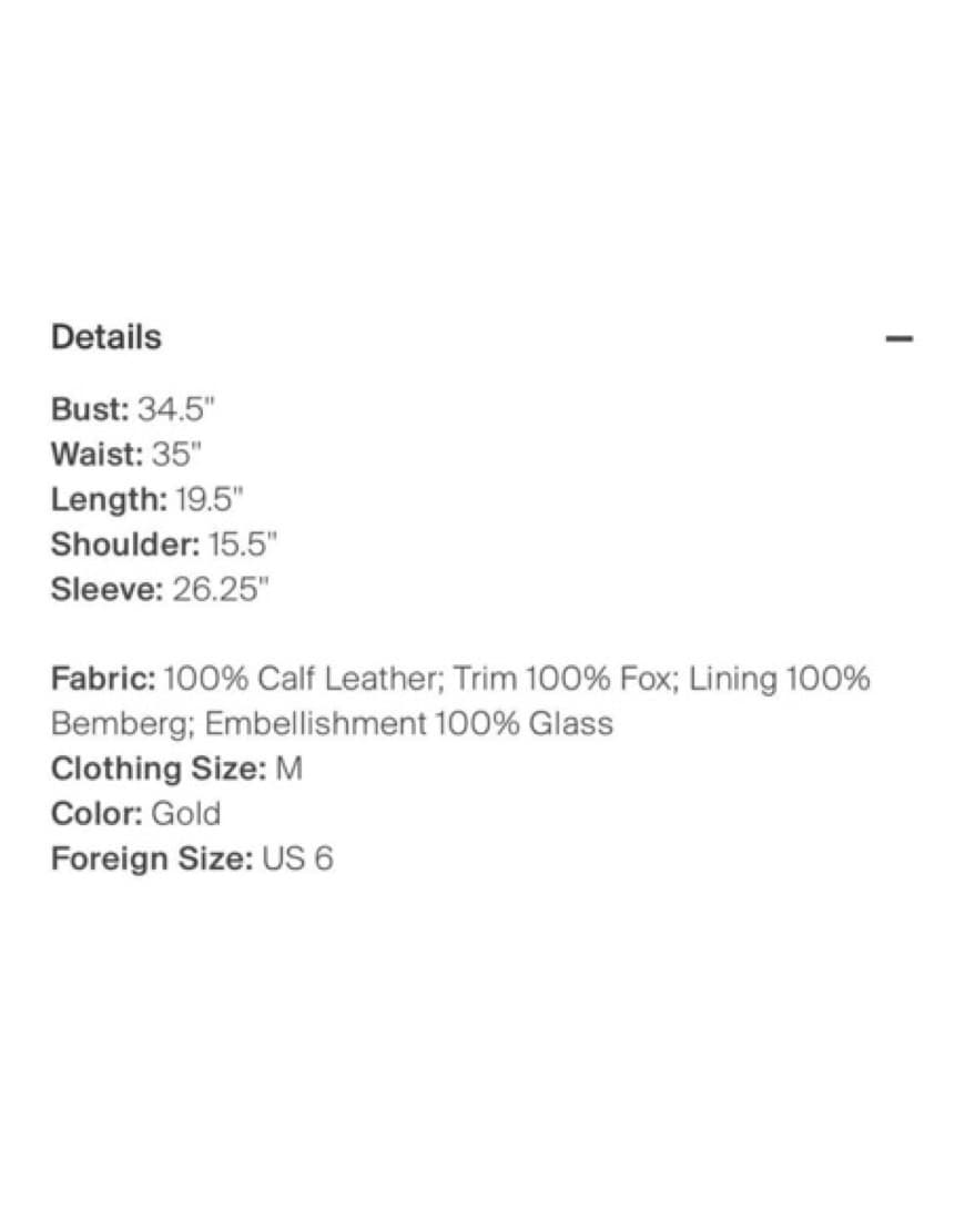 Marc Jacobs Fox Fur Leather Jacket Gold  - Image 4