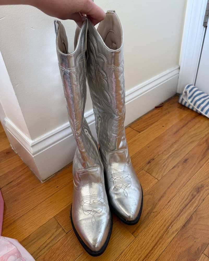 Shimmering Silver Cowboy Boots - Image 2