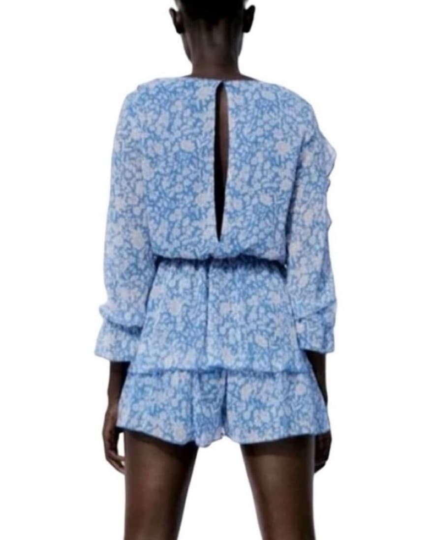 Blue & White Floral Zara Romper - Image 2