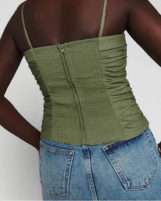 Ruched Olive Green Top - Image 4