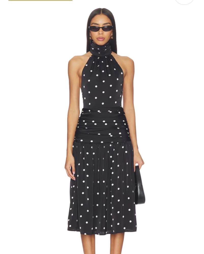 Carmina Halter Midi Dress in Black & Whi - Image 3