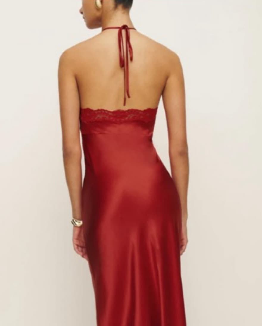 Reformation Red Halter Neck Maxi Dress - Image 2