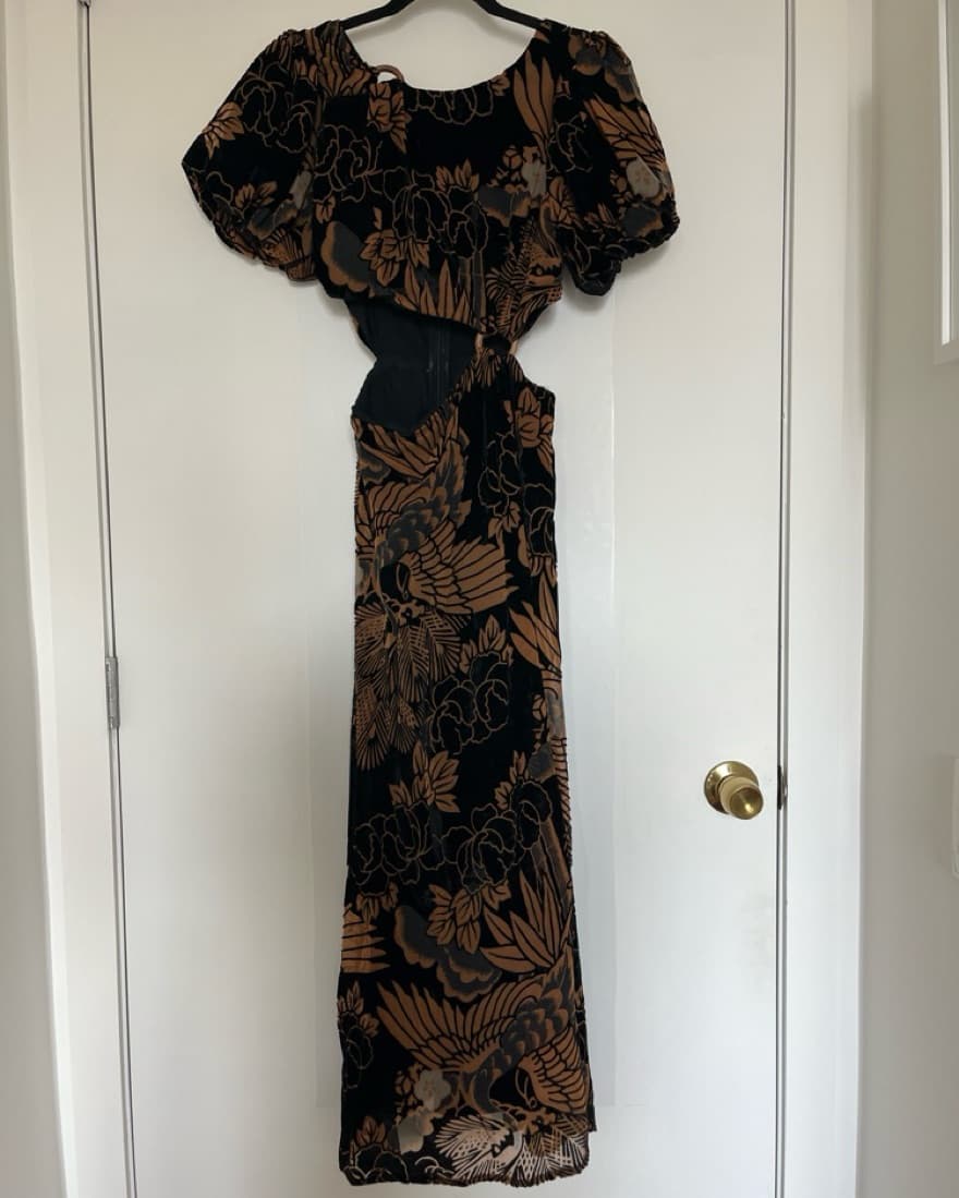 Anthro Velvet Floral Cutout Dress - Image 3