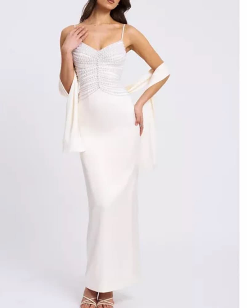 Miss Circle Pearl Beaded Top Slip Gown - Image 4
