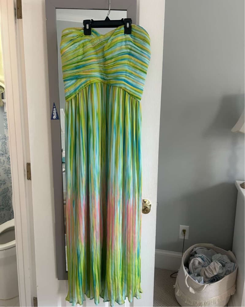 ML Monique Lhuiller Pleated Green Dress - Image 2