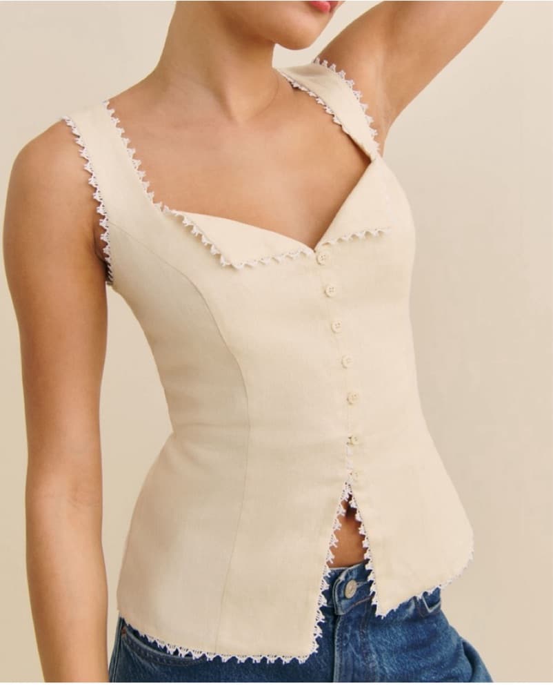 Reformation Linen Top Viola Top - Image 1