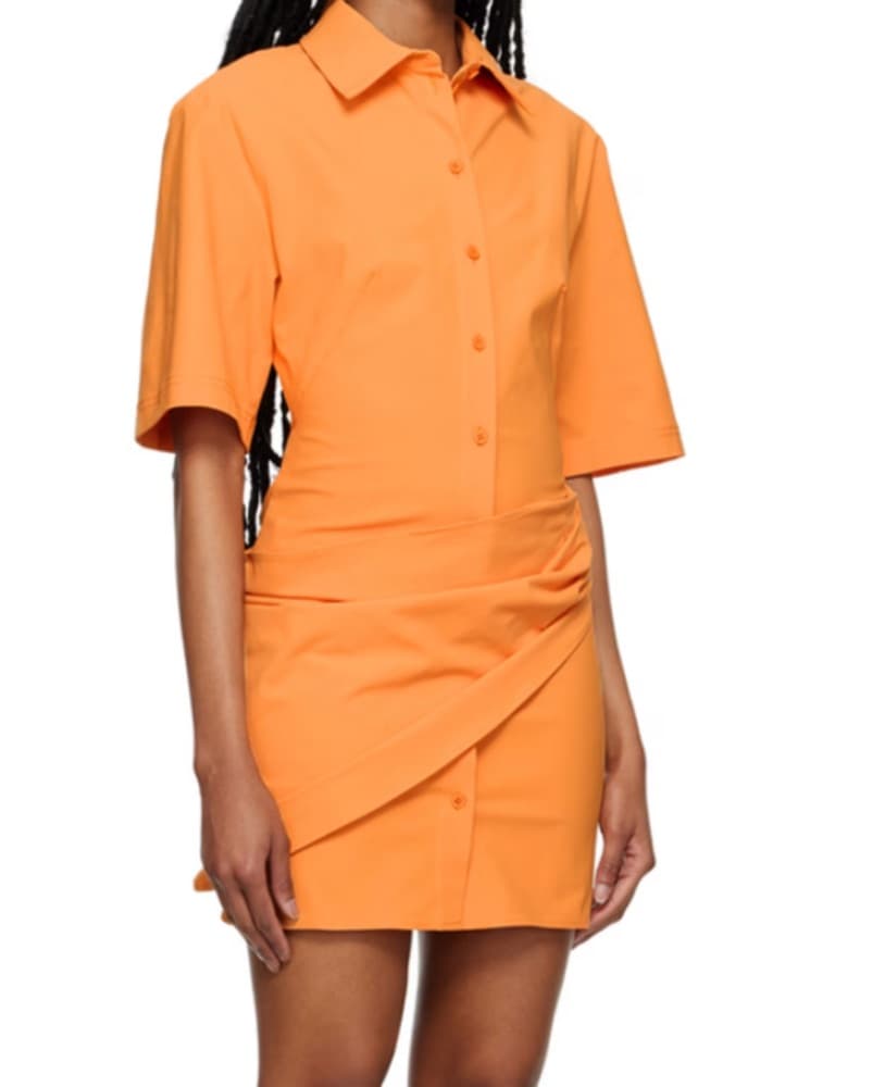 Jacquemus Orange Button-Down Mini Dress - Image 3