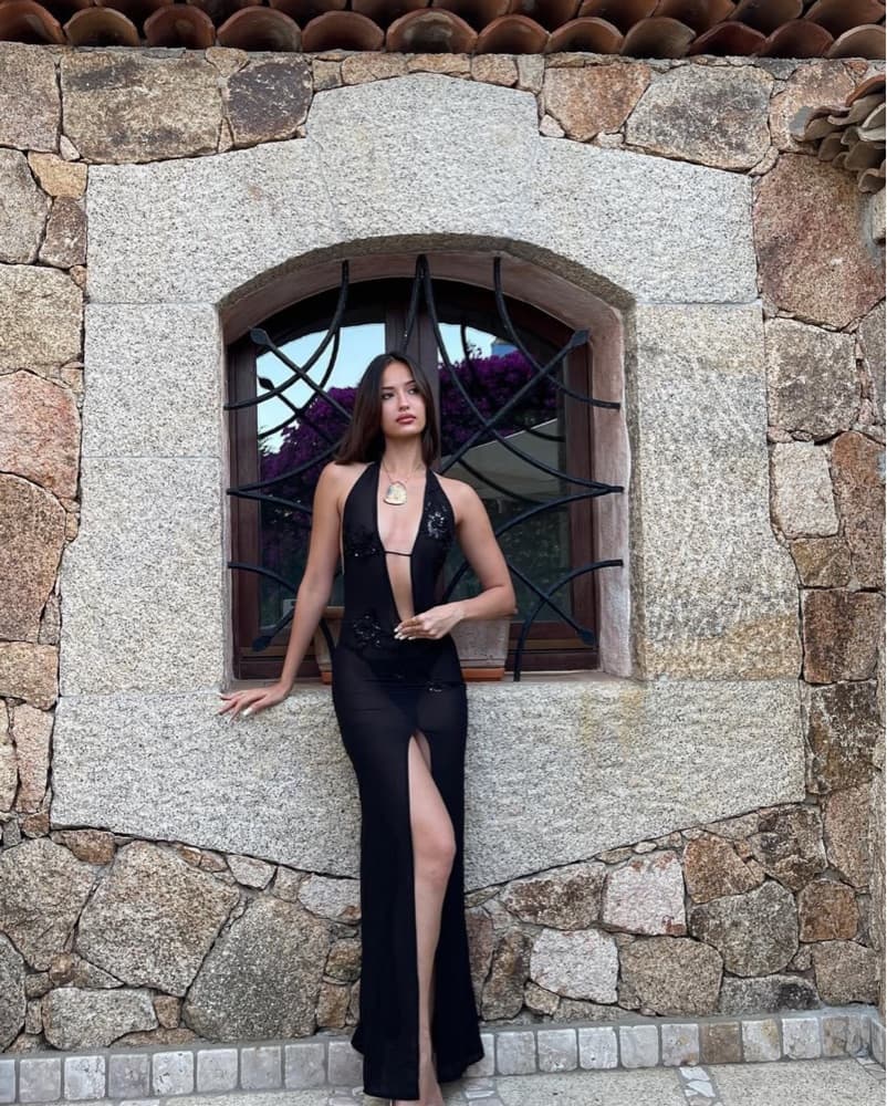 Saneaseason Black Sequin Halter Gown  - Image 2