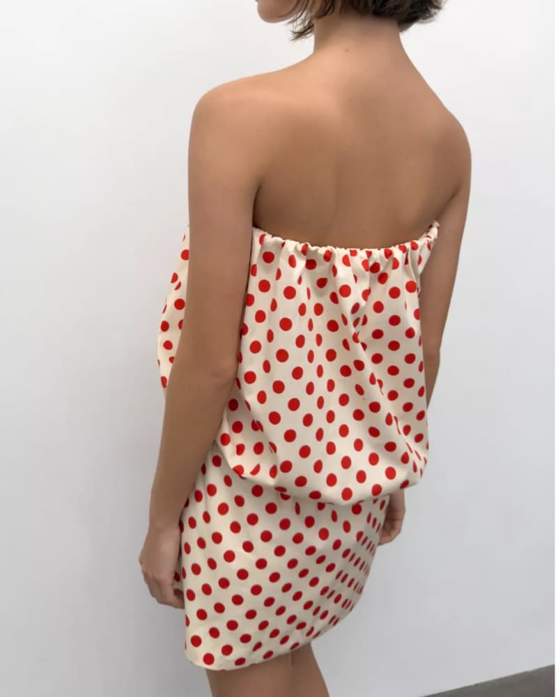 ZARA Polka Dot Bandeau Dress - Image 3