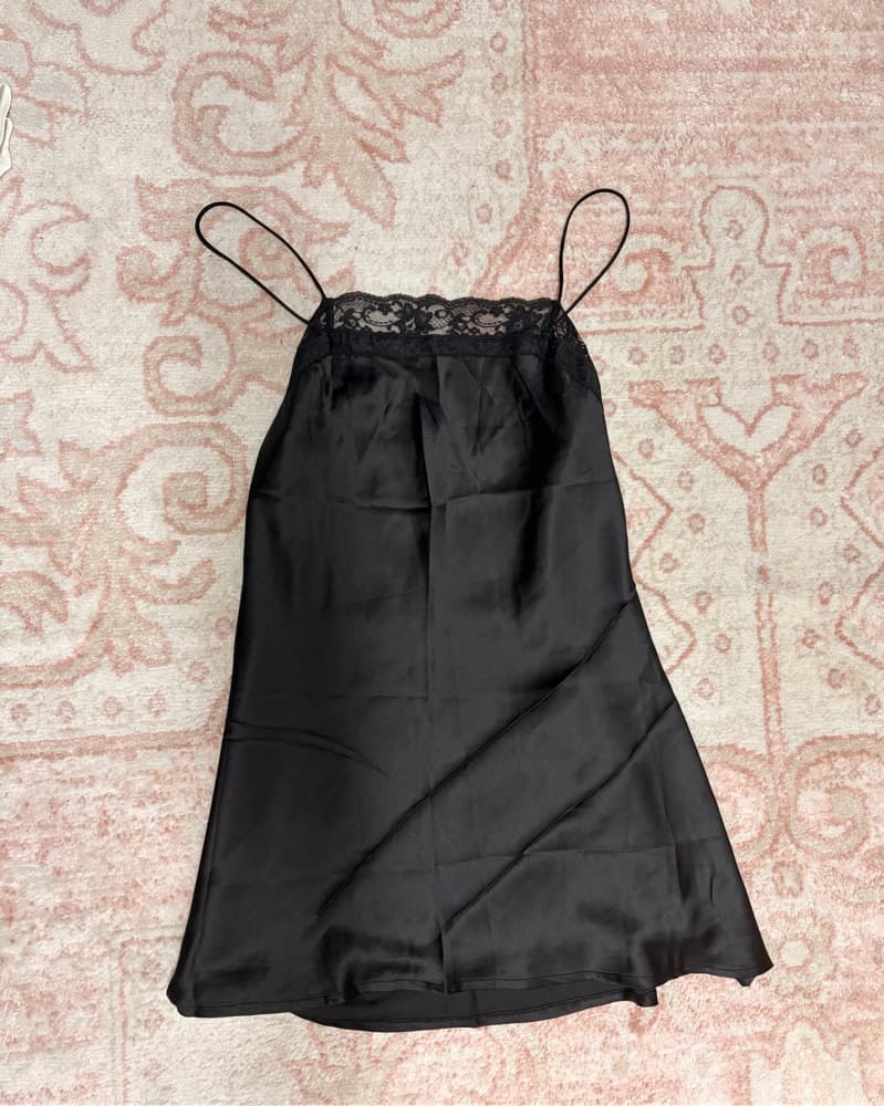 Abercrombie Black Mini Silk Lace Dress - Image 3