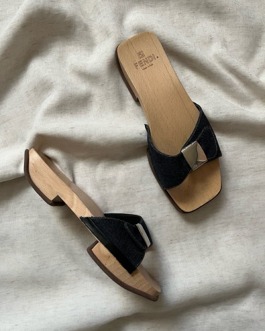 Vintage Fendi Wooden Sandals - Image 1