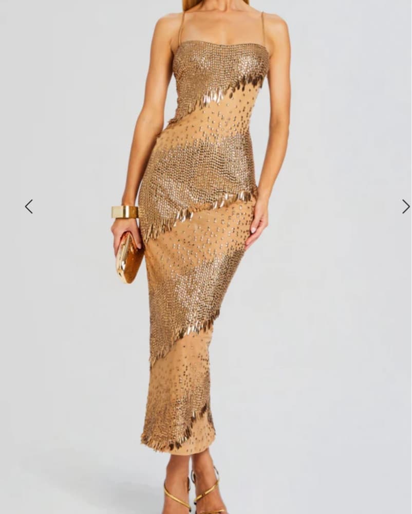 Retrofete Gold Carmine Sequin Dress XS - Image 1