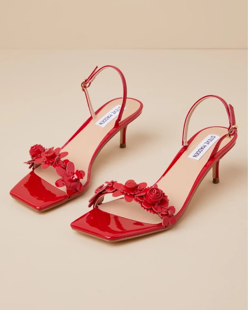 Red Rosette Slingback Kitten Heels - Image 4