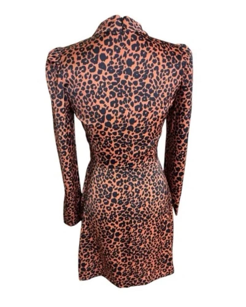 Leopard Print Satin Dress - Image 2