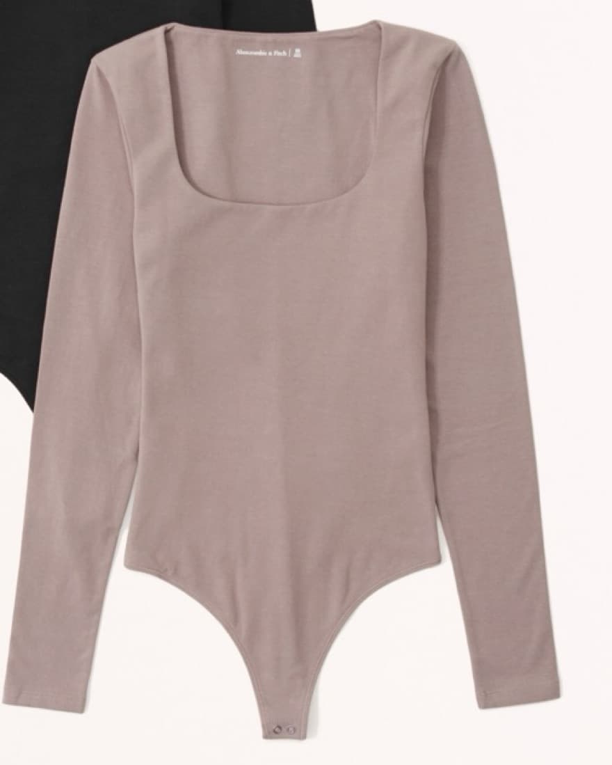 Abercombie Taupe Squareneck Bodysuit - Image 1