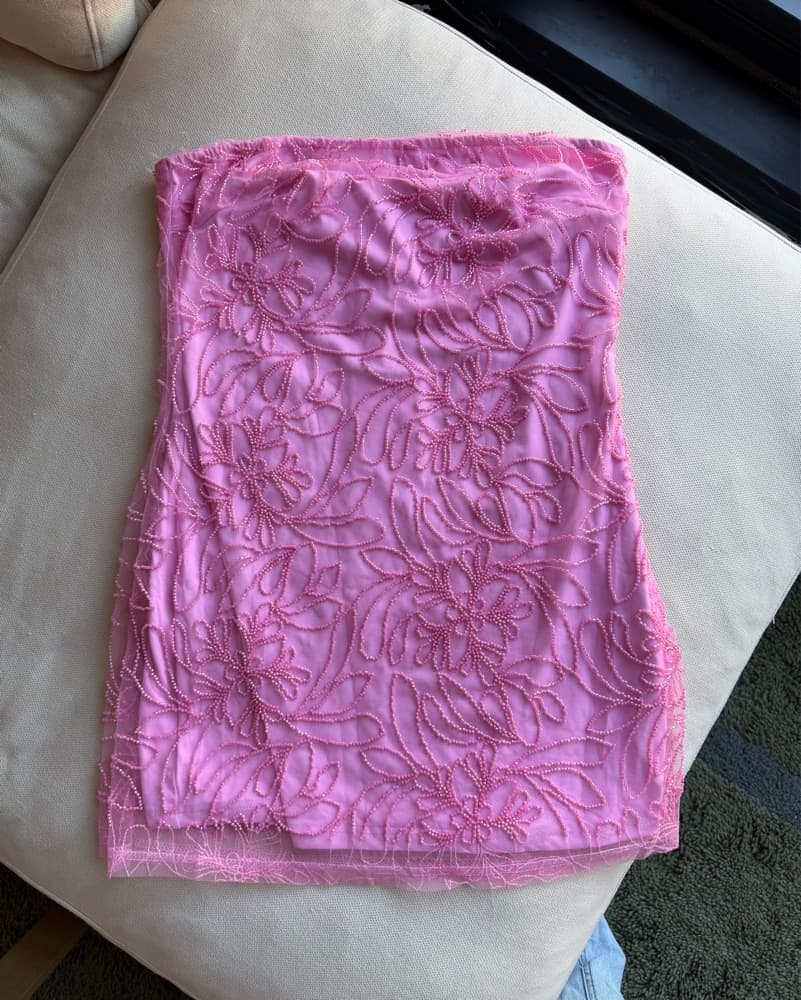 Pink Mini Dress With Beading - Image 3