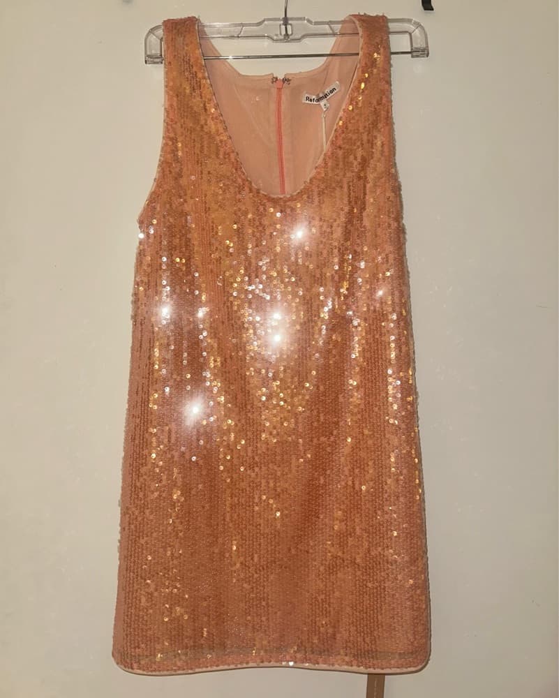 Reformation Coral Sparkle Dress - Image 3