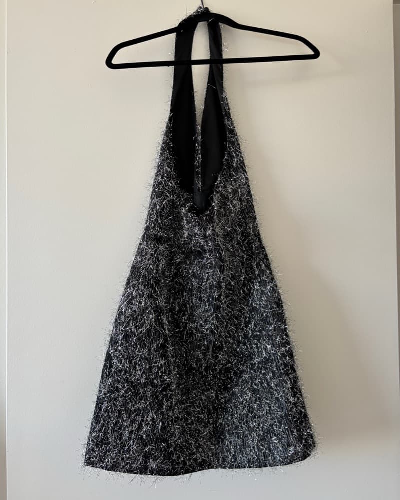 Chic Silver Sparkle Halter Dress - Image 2