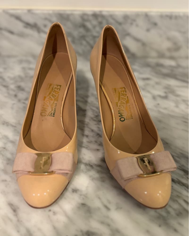 Elegant Nude Patent Leather Pumps - Image 1