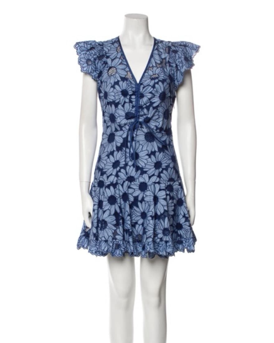 Sandro Blue Floral Lace Mini Dress - Image 3