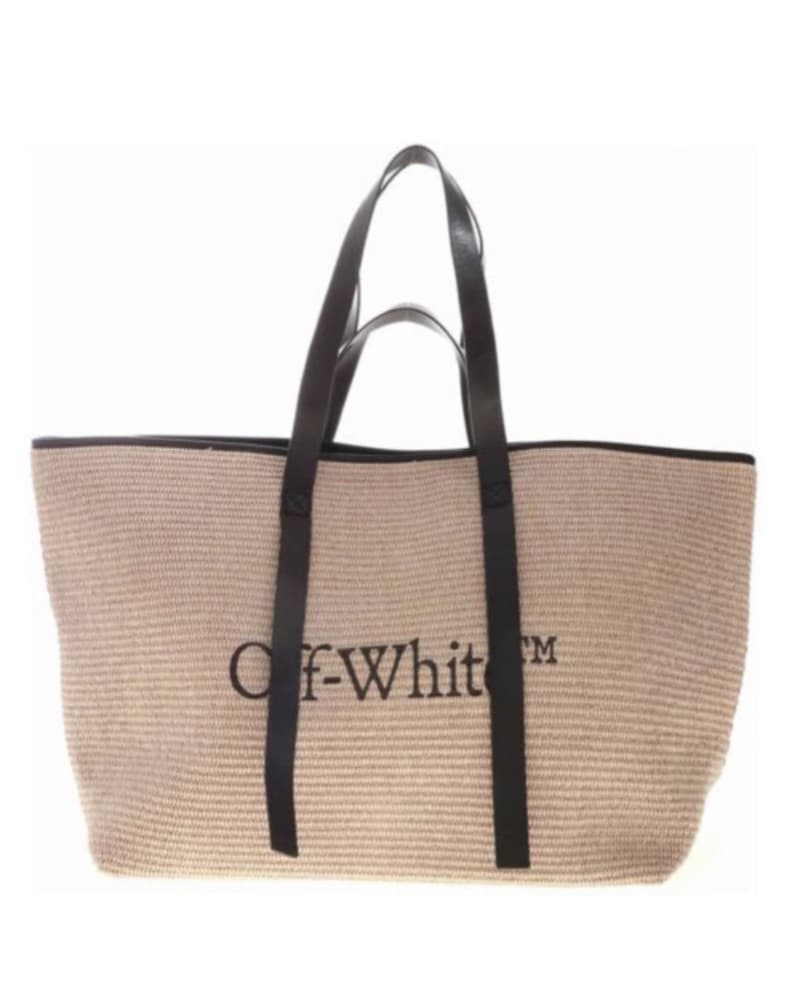 Off White Raffia Beach Bag - Image 4