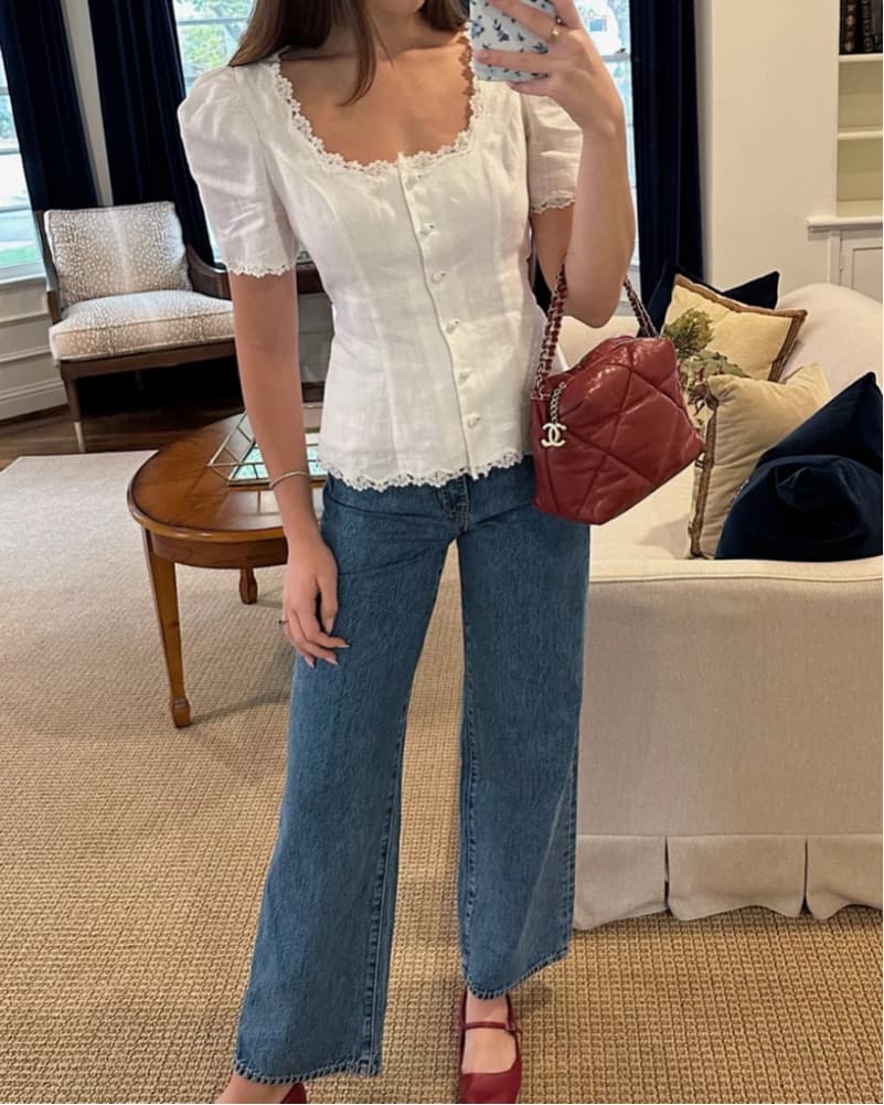 Reformation Anabella Linen Blouse - Image 3