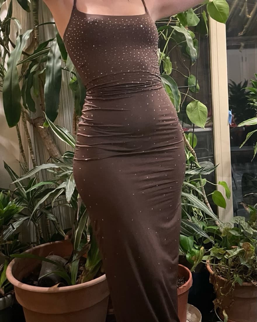 Skims x swarovski dress brown color - Image 1