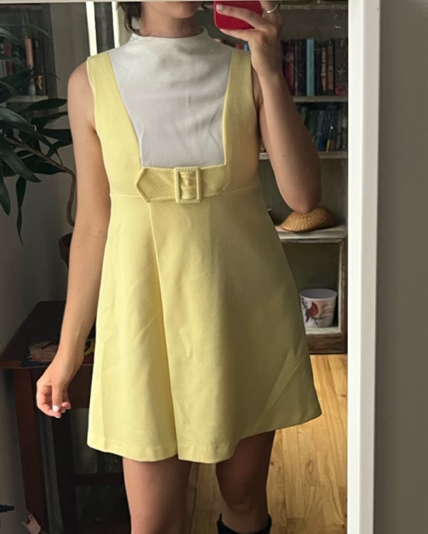 Vintage Yellow Mod Mini Dress - Image 2