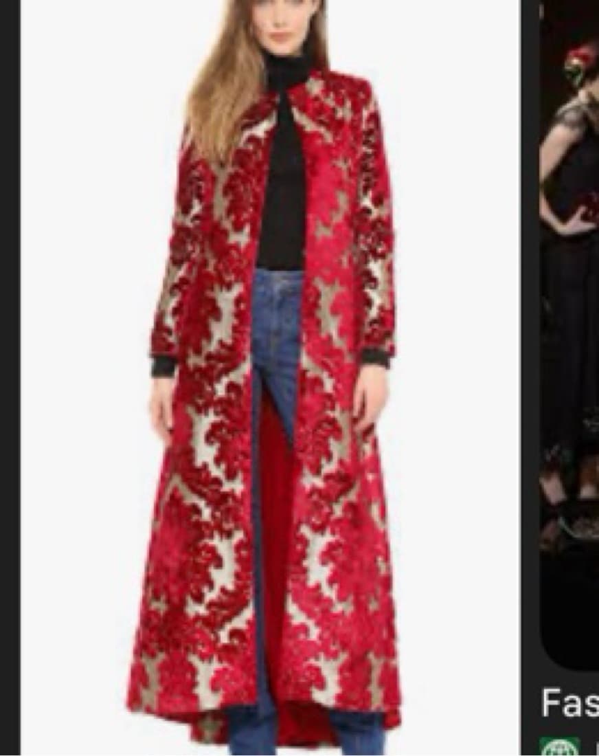 Vibrant Floral Brocade Maxi Coat - Image 1