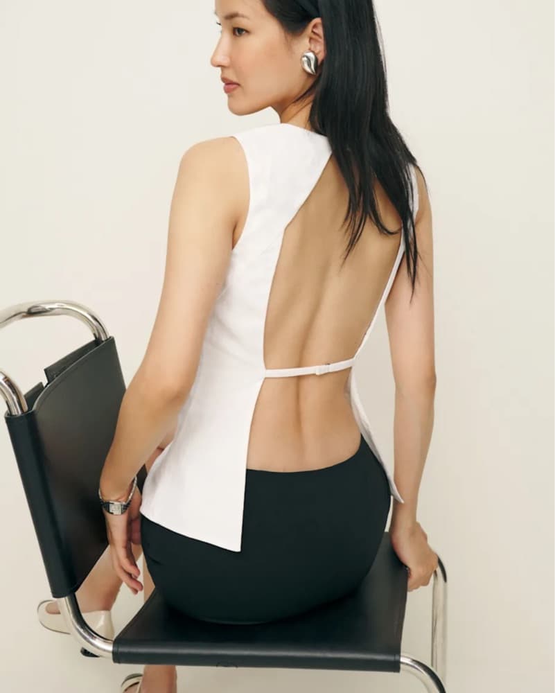 Reformation Kiko White Linen Top - Image 2