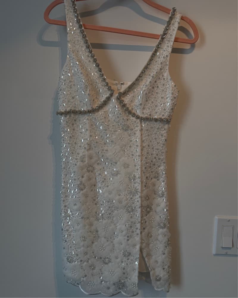 $700 Sparkling White Sequin Mini Dress  - Image 1