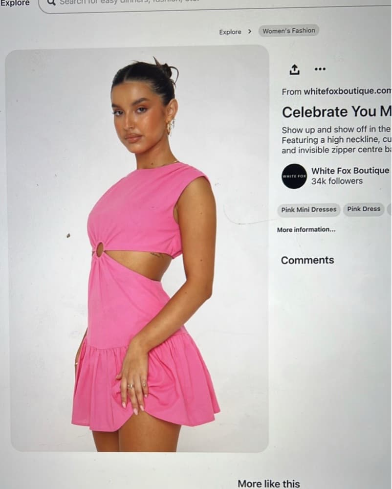 White Fox Pink Mini Dress - Image 2