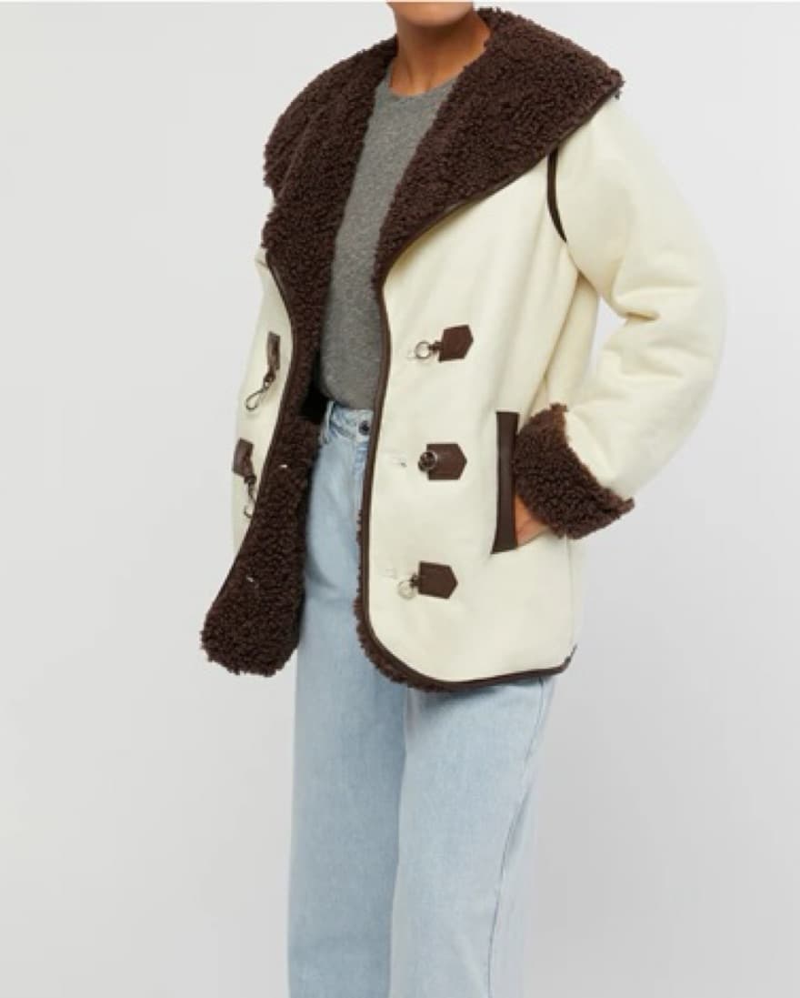 Faux Suede Bonded Sherpa Toggle Jacket - Image 1