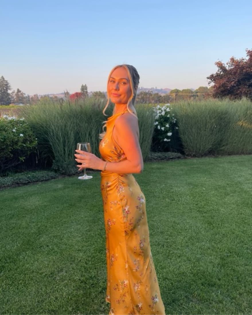 Yellow Silk Floral Dress - Image 1