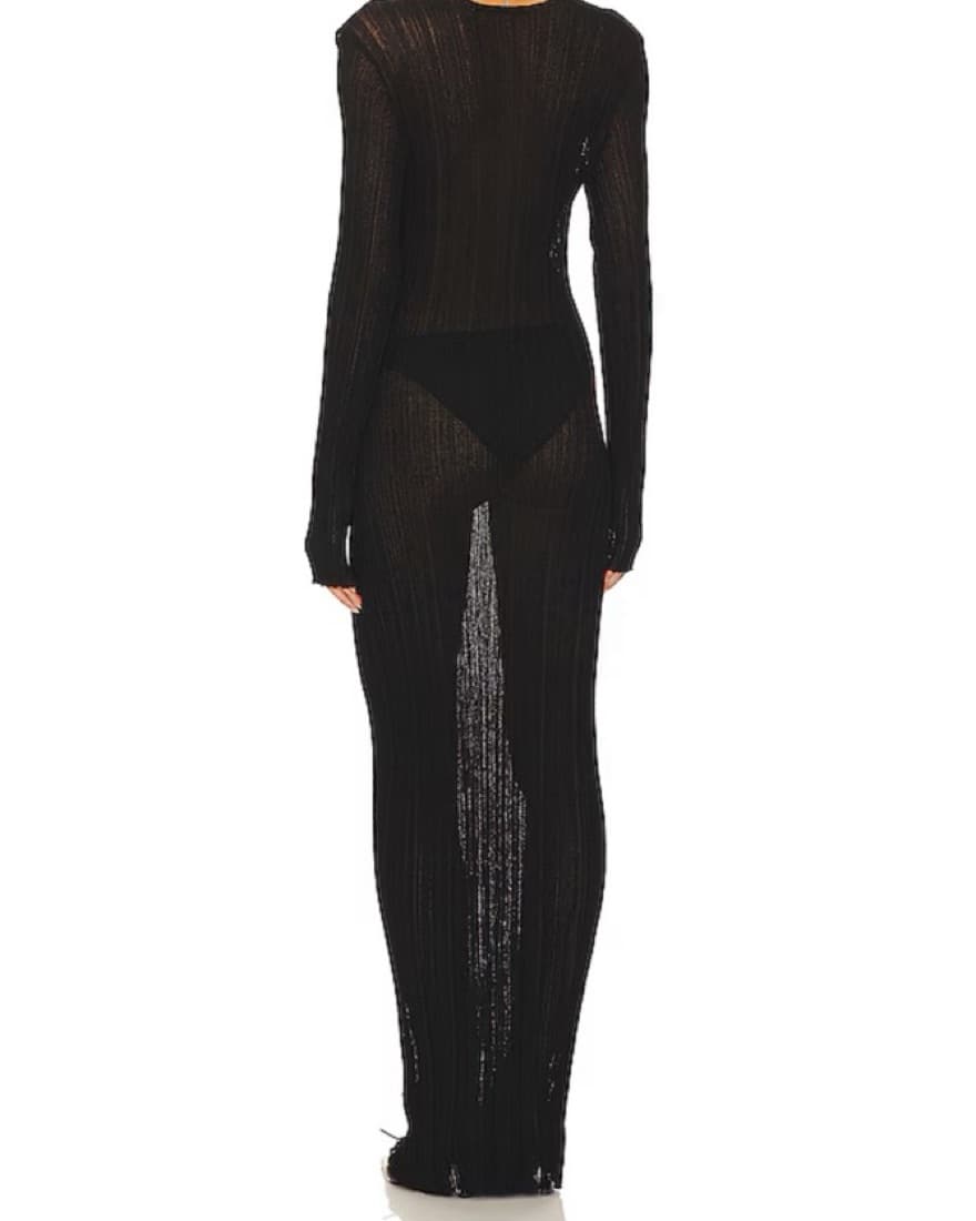 Black Sheer Sexy Long Sleeve Maxi - Image 2