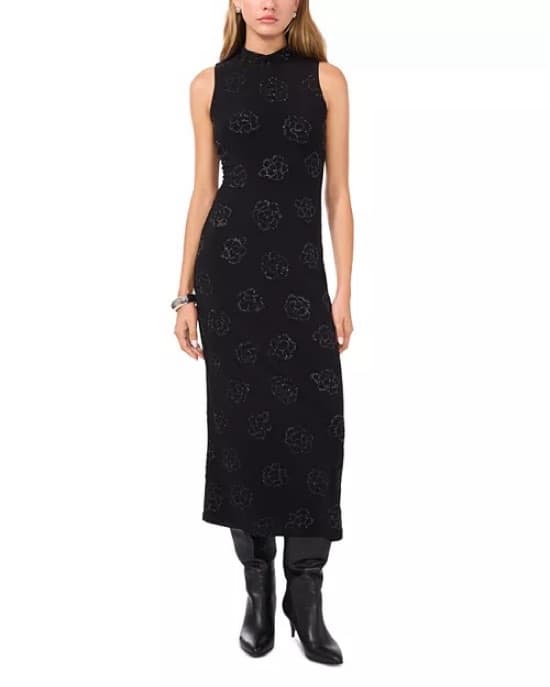 Black Beaded Midi Dress - Image 1
