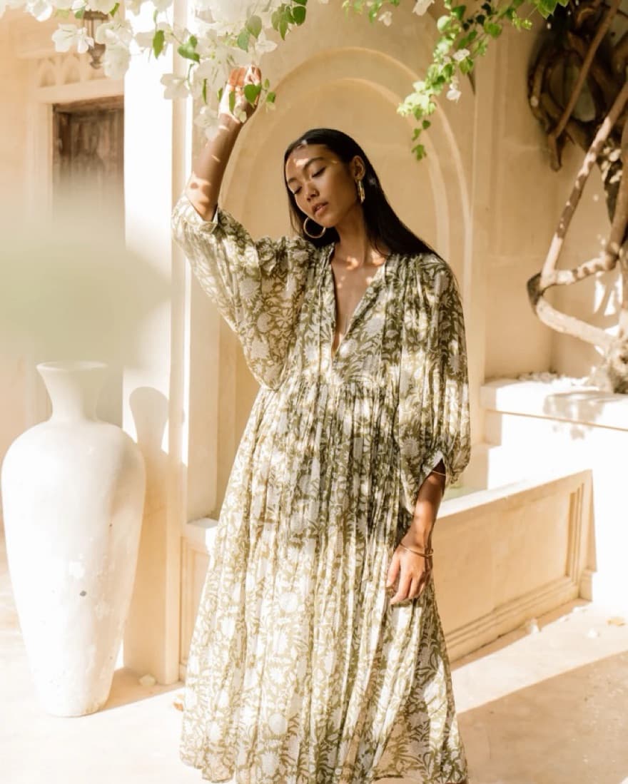 Kyra Midi Dress in Olive - Image 4
